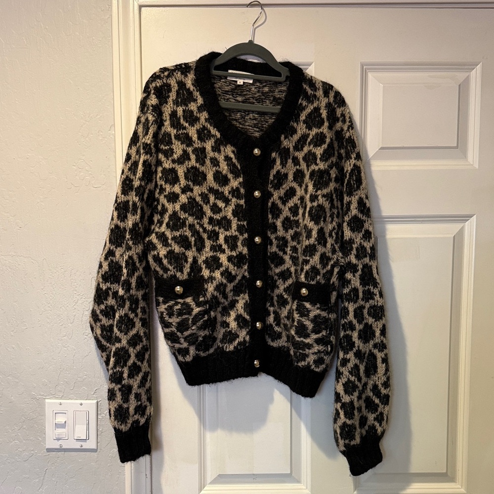 Chic Leopard Print Button Cardigan
